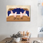 Art mural personnalisé en toile de couple - Restons au lit